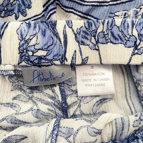 Abbeline Wide Leg Slit Beach Pants Blue Floral Boho Swim Coverup Size Small - Picture 6 of 6